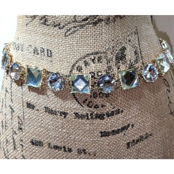 Chunky Gold Tone Large Rhinestone Chain Link Belt 28"-39" - Picture 1 of 7